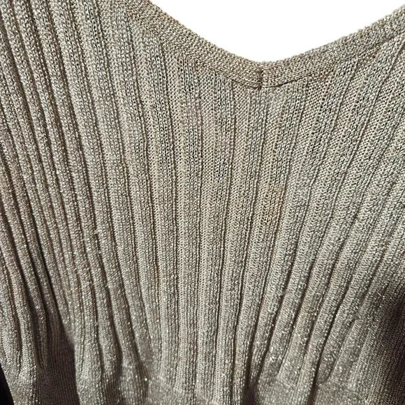 Michael Kors Gold Metallic Ribbed Knit Tank Top Womens Size L - Picture 2 of 4